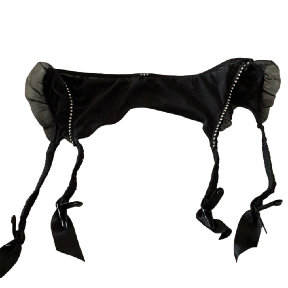 𝅺victoria’s Secret Black Garter with Bling - M, EUC